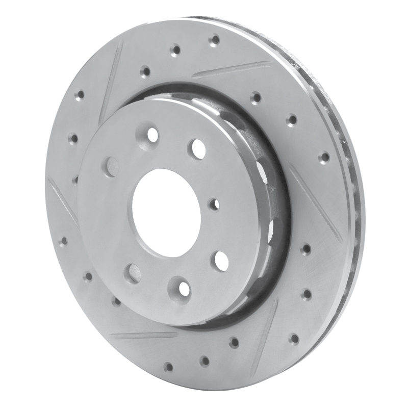 Kia Spectra Brake Rotor (1) - Front Left - R1 Concepts - Drilled & Slotted - Silver - `94-`00